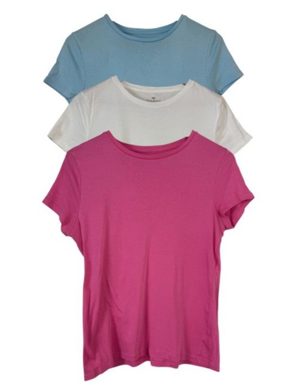 Talbots Lot of 3 Basic T Shirts Size Med White Aqua Pink Casual 100% Pima Cotton